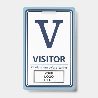 Badge Visiteur de logo d'entreprise à bordure bleu clair