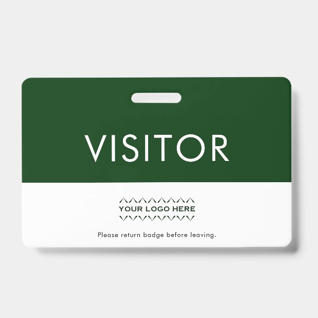Badge Visiteur de logo d'entreprise vert personnalisable (Avant)