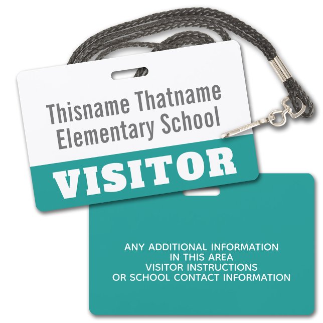 Badge Visiteur - Écoles Parents - POUR MODIFIER LA (Visitor Badge for a School or other institution. Customize with the business name and other info.)