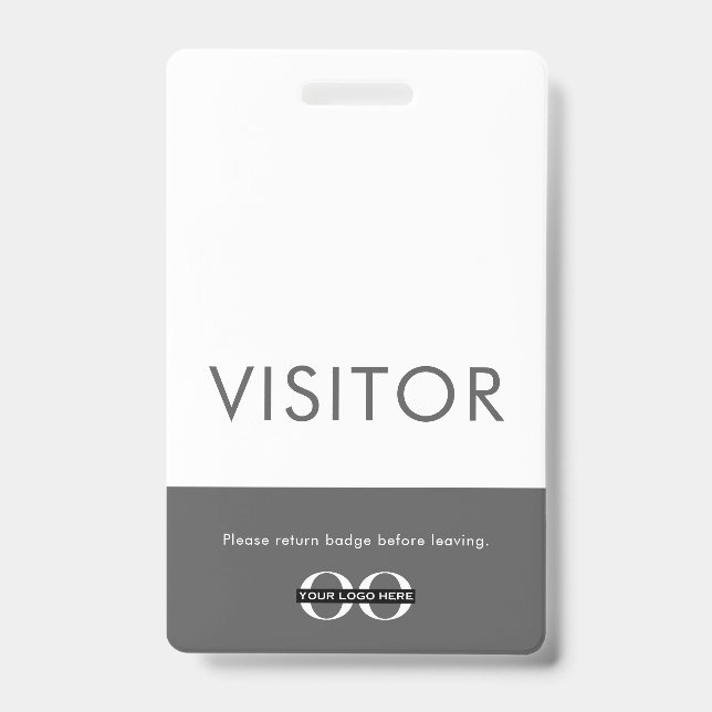 Badge visiteur logo de l'entreprise Gris (Avant)