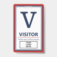 Badge visiteur Logo Entreprise Bordure Rouge Bleu