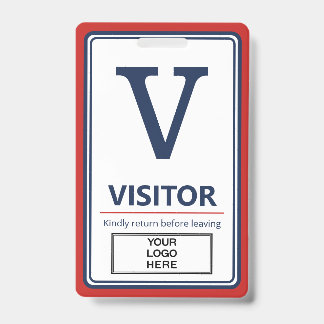 Badge visiteur Logo Entreprise Bordure Rouge Bleu