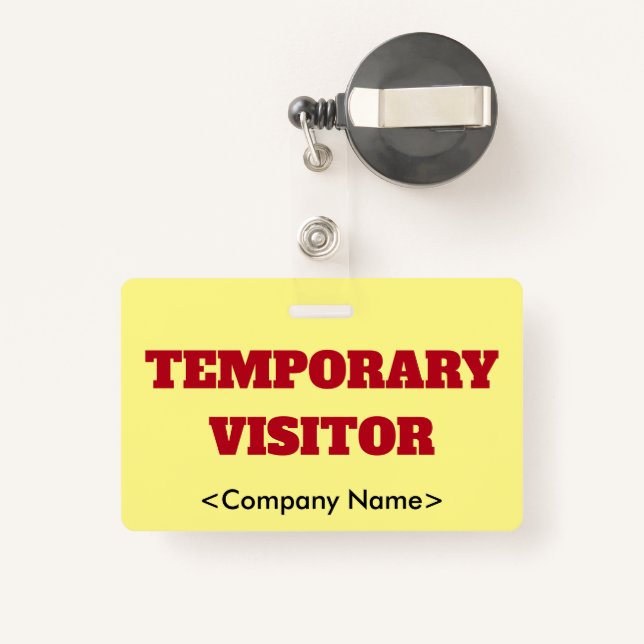 Badge "VISITEUR TEMPORAIRE" (Back with Retractable)