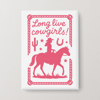 Badge Vivent les Cowgirls Rose Occidental Enterrement de