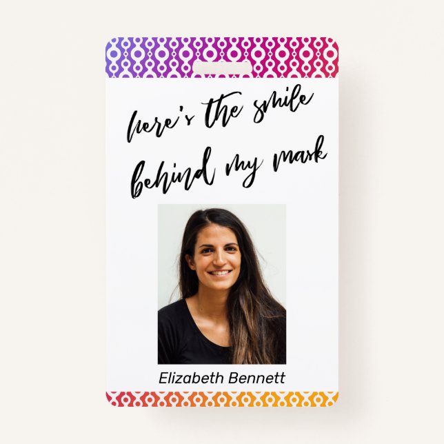 Badge Voici le sourire derrière mon Motif de masques Omb (Devant)