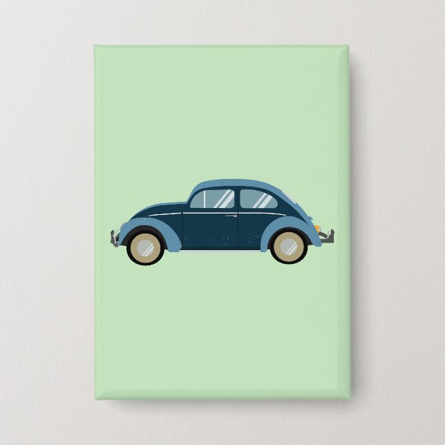 Badge voiture cool bleu rétro avec des menottes (Recto)