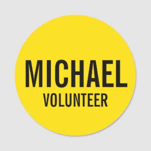 Badge volontaire jaune avec nom personnalisé