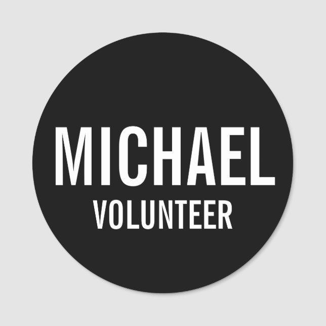 Badge volontaire noir avec nom personnalisé (Devant)