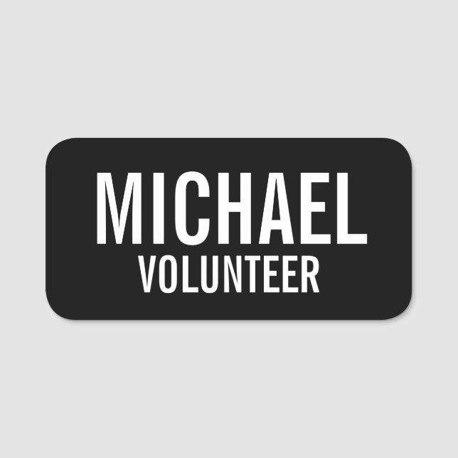 Badge volontaire noir avec nom personnalisé (Devant)