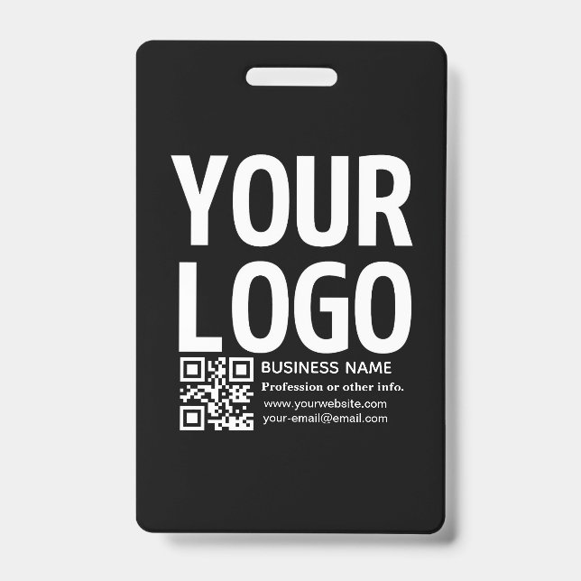 Badge Votre logo avec code QR et texte modifiables  (Avant)