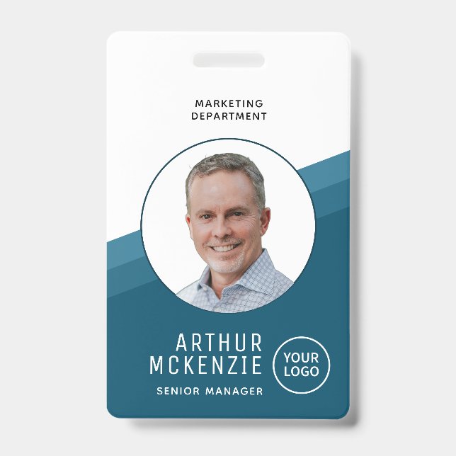 Badge Votre logo Employé Photo Blue Company ID (Front)