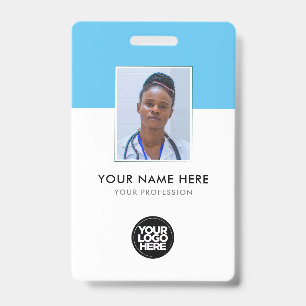 Badge Votre logo Entreprise Santé Bleu clair
