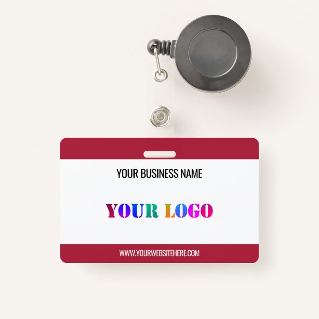 Badge Votre logo Entreprise Texte personnalisé Nom comme (Front with Retractable)
