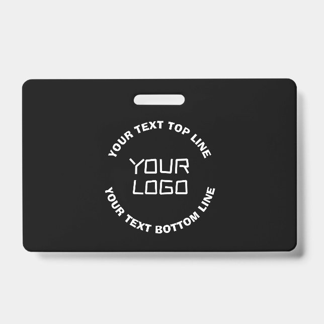 Badge Votre logo ou image et texte modifiable | Noir & B (Avant)