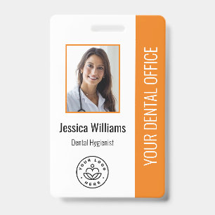 Badge Votre photo de logo de cabinet dentaire ID Orange