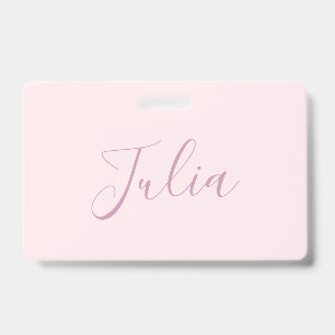Badge Votre texte   Écriture élégante et rose blush doux