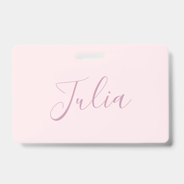 Badge Votre texte | Écriture élégante et rose blush doux (Avant)