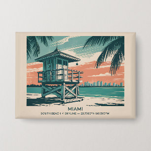 Badge Voyage à Miami Floride South Beach Minimaliste Rét