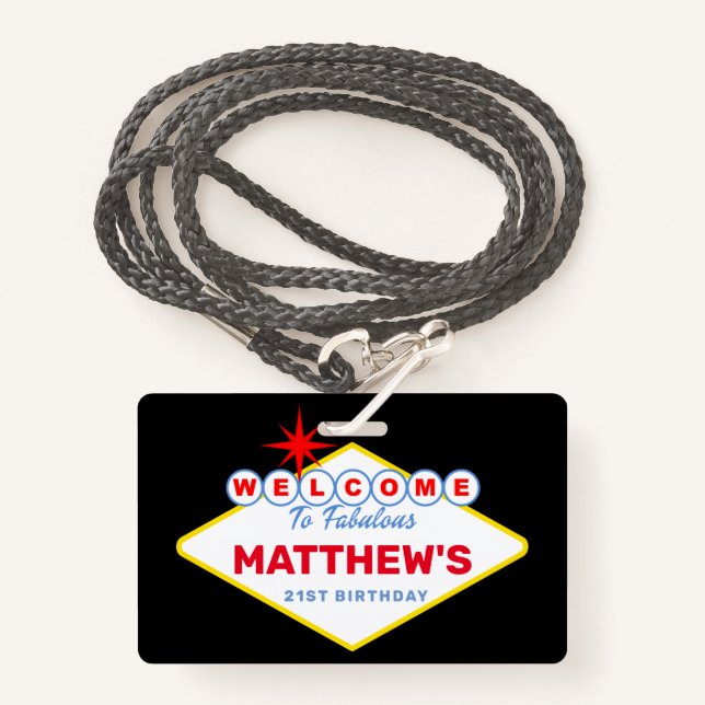 Badge VOYAGE VIP Pass Anniversaire Fête Invitation (Devant avec lanière)