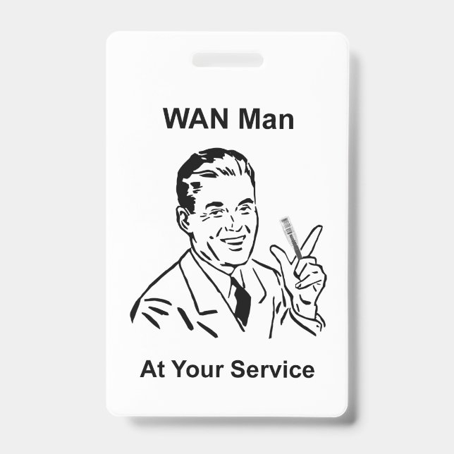 Badge WAN Homme à votre service Rétro Tech (Avant)