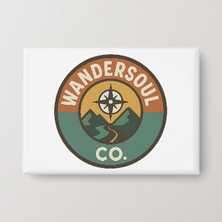 Badge WanderSoul Co. – Bouton de logo de voyage rétro