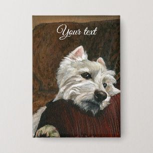 Badge Westie sur canapé