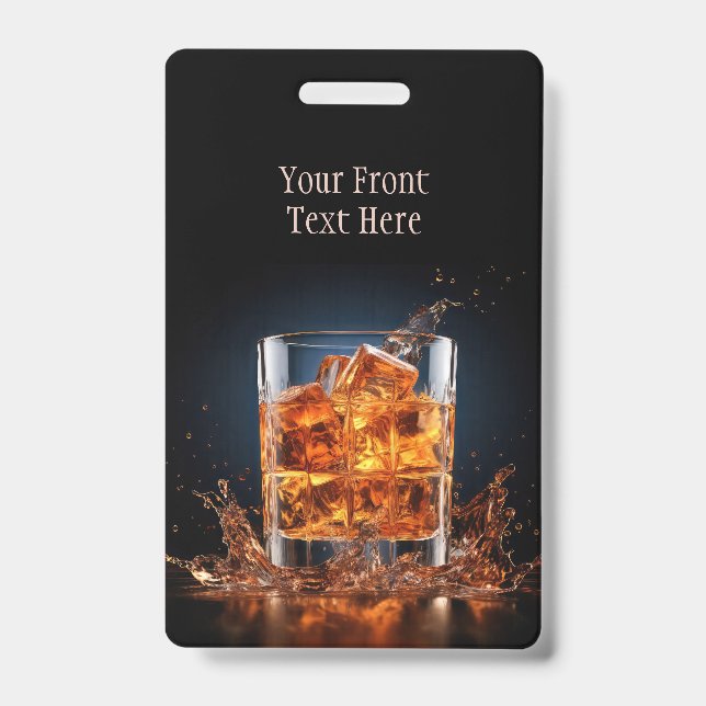 Badge Whiskey Texte Personnalisé Sur Les Rochers (Face)