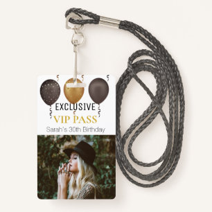 Badge White Gold Anniversaire Photo Custom Pass VIP