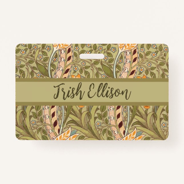 Badge William Morris Daffodil Garden Flower Classic Bota (Devant)