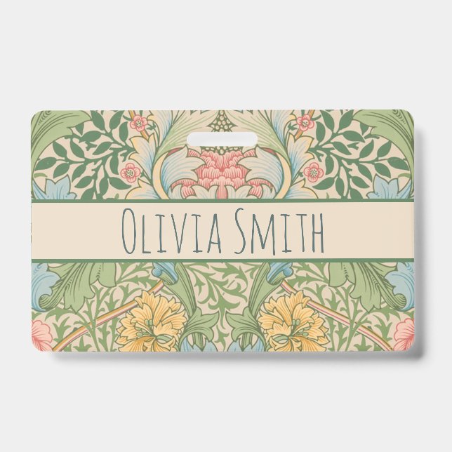 Badge William Morris Fleur de Myrte Floral Botanique (Avant)