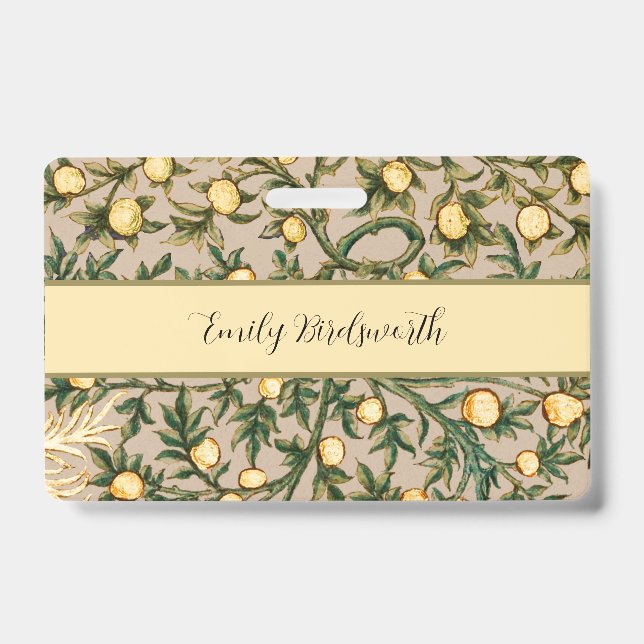 Badge William Morris Fruit Floral Jardin Fleur Classique (Avant)