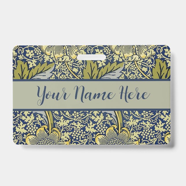 Badge William Morris Kennet Fond d'écran Floral Bleu (Front)