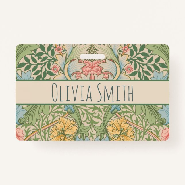 Badge William Morris Myrtle Fleur Floral Botanique (Devant)