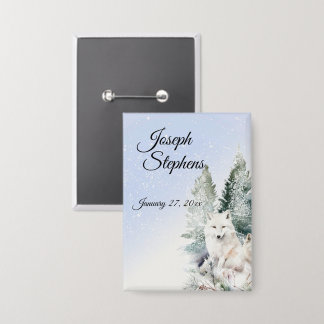 Badge Winter Forest Watercolor Button