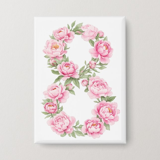 Badge Women’s Day Peony Flower for March 8  (Recto)