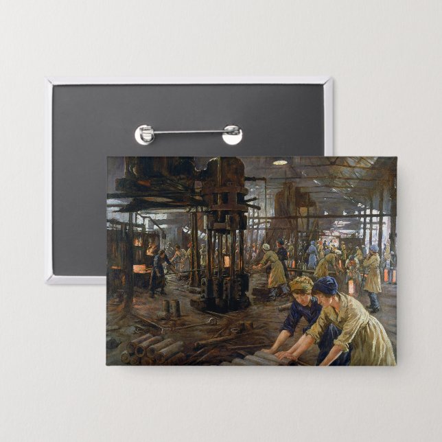 Badge WW1 1918 Les femmes qui travaillent dans une usine (Recto/Verso)