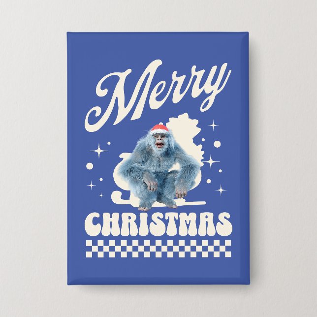 Badge Yeti Drôle - Joyeux Noël (Recto)