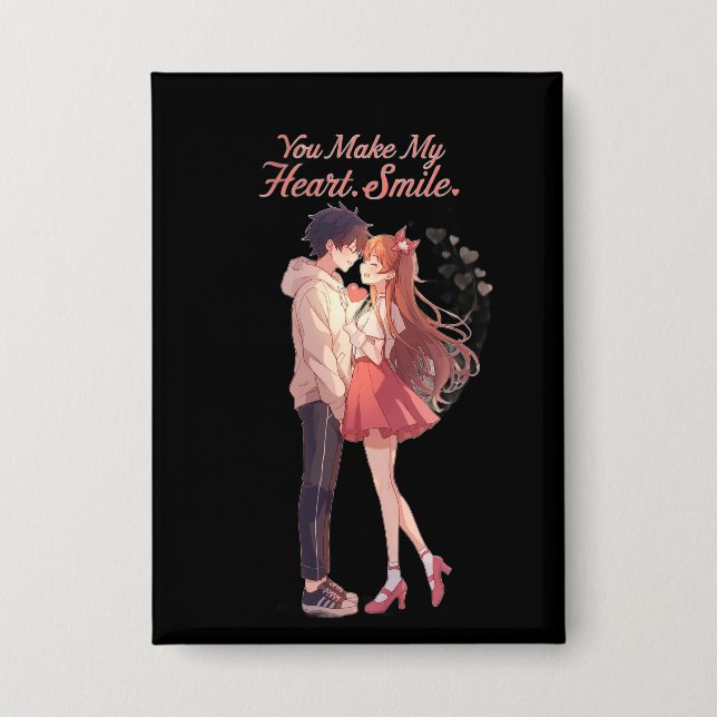 Badge You Make My Heart Smile Anime Couple T-Shirt (Recto)