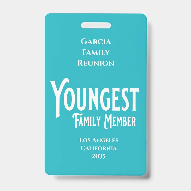 Badge Youngest Family Member Family Reunion (Front)