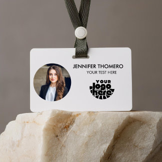 Badge Your Logo Here Company Business QR Code Photo Name