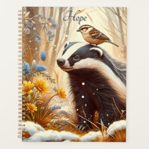Badger and Sparrow Nature Faune Rustique