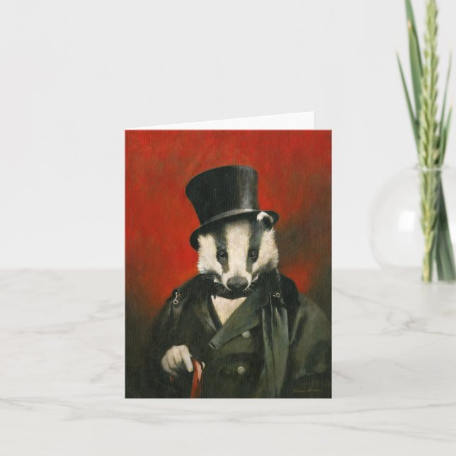 Badger Victorien En Haut De La Carte De Salutation (Devant)