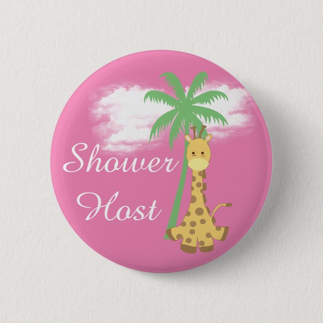 Badges de girafe hôte de baby shower rose (Devant)