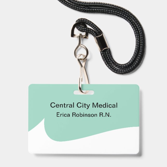 Badges de nom de personnel de thème médical modern (Avant avec lanière)