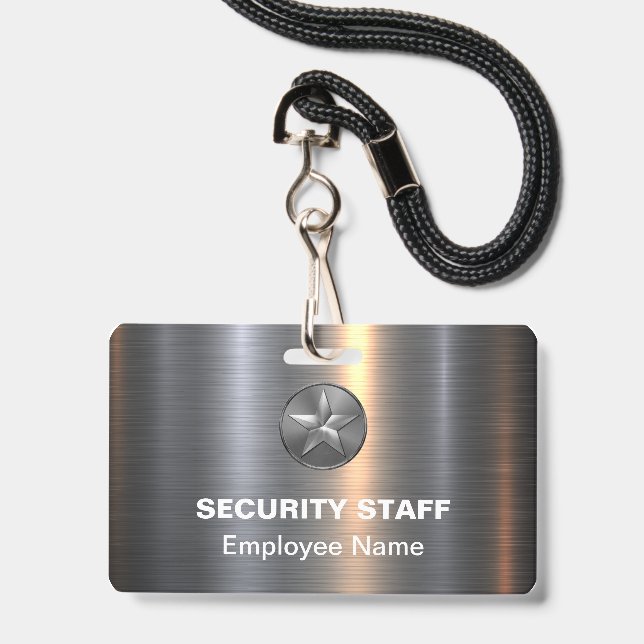 Badges de nom du personnel de sécurité de la socié (Avant avec lanière)