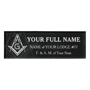Badges de nom maçonnique personnalisées   Noir et 
