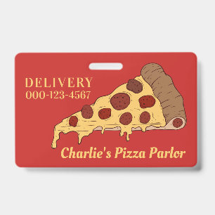 Badges de tranche de pizza avec texte et couleur p