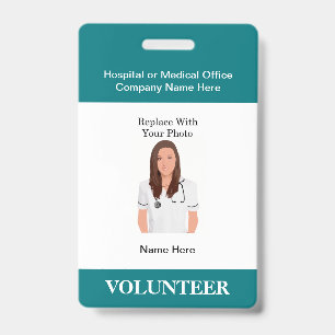 Badges d'identification photo d'hôpital pour bénév