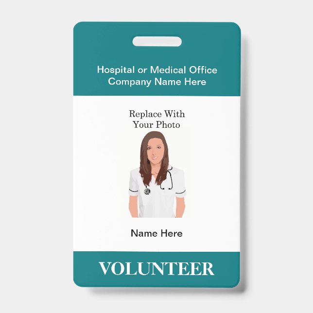 Badges d'identification photo d'hôpital pour bénév (Avant)