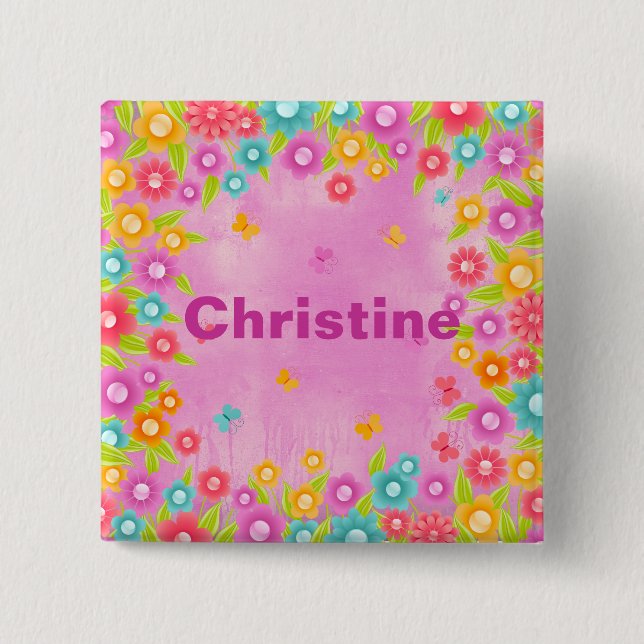 Badges nominatifs personnalisables de fleurs de (Devant)
